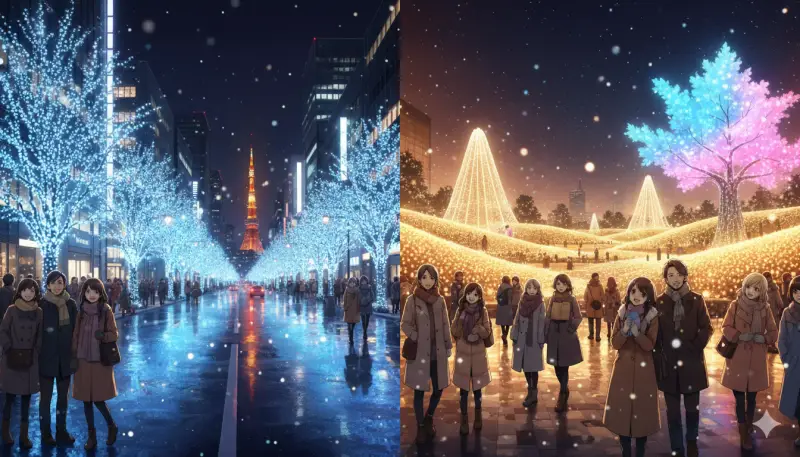 六本木のイルミネーション2025：二大会場を比較