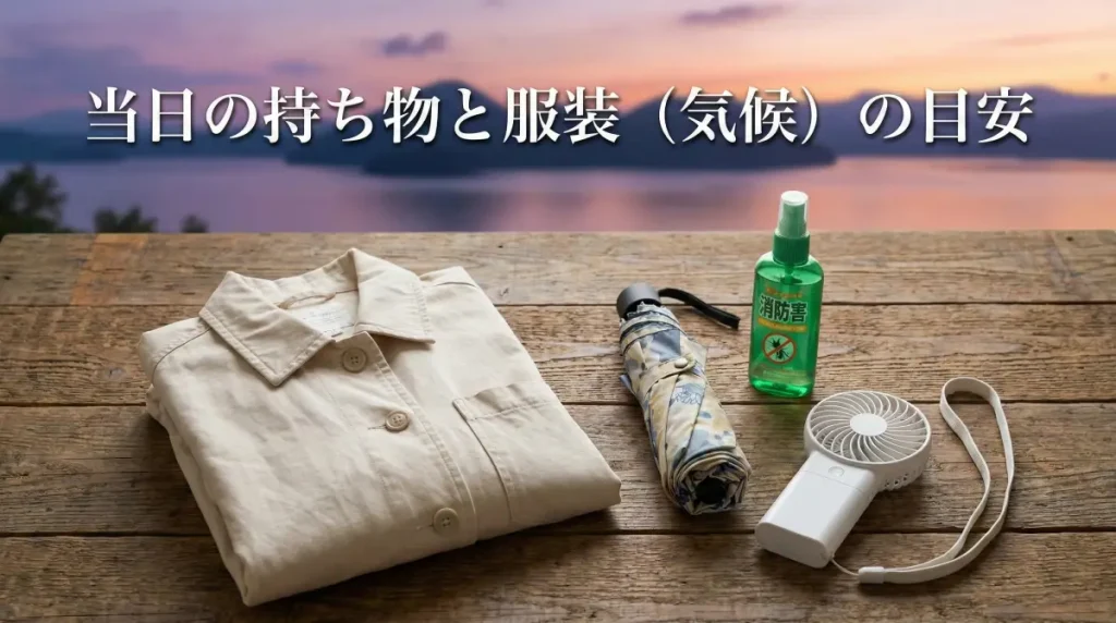 当日の持ち物と服装(気候)の目安
